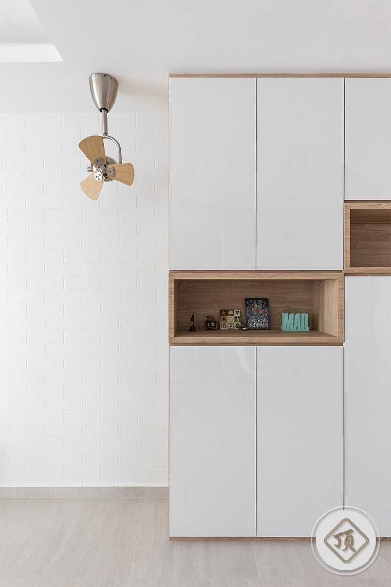 Scandinavian Bedroom with Bookshelf and Closet