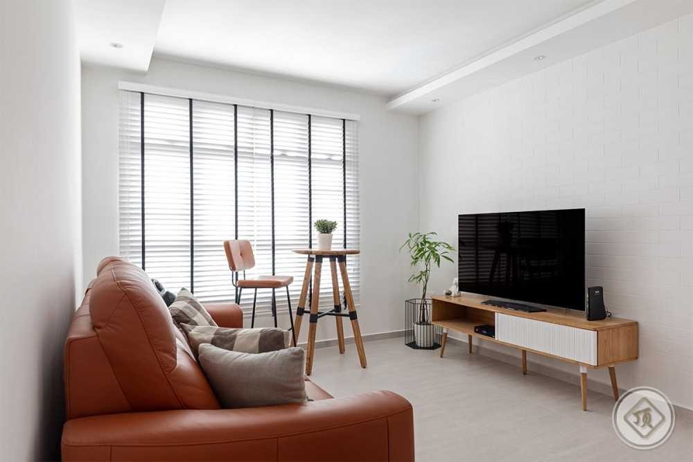 Scandinavian Living Room with TV Console and Sofa