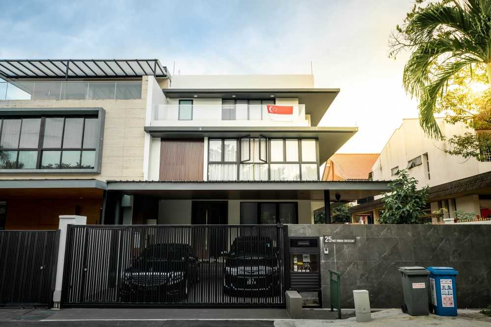 Modern Porch with Window Seat and Awning