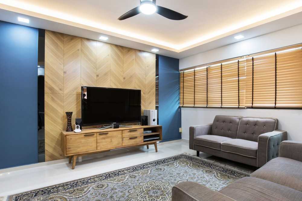 Modern Living Room with TV Console and Feature Wall