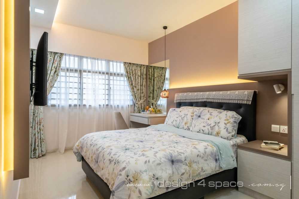 Contemporary Bedroom with Homogeneous Tiles and Wardrobe