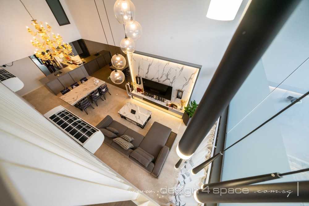 Contemporary Living Room with TV Console and Feature Wall