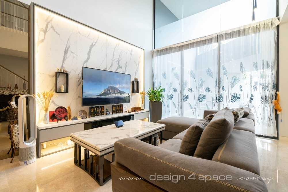 Contemporary Living Room with Homogeneous Tiles and Marble Floor