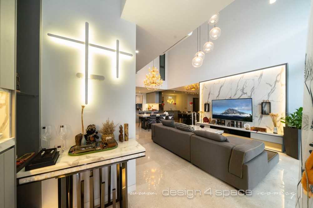 Contemporary Living Room with TV Console and Feature Wall