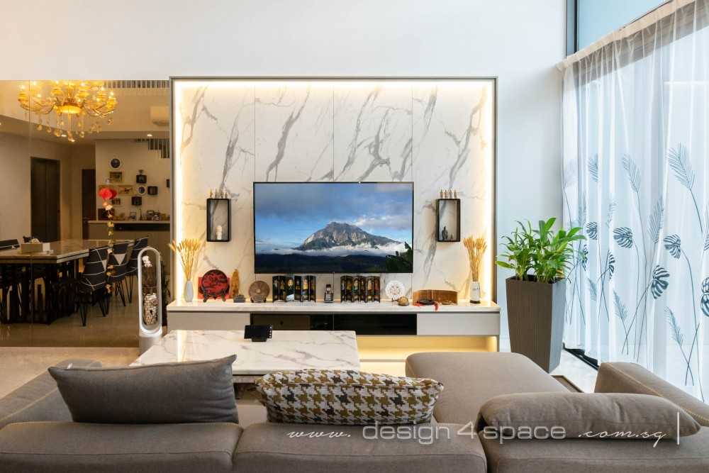 Contemporary Living Room with TV Console and Feature Wall