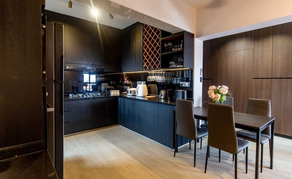 Modern Kitchen with Countertop and Vinyl Flooring