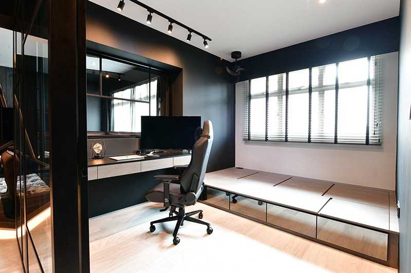 Contemporary Study with Storage Cabinets and Computer Table