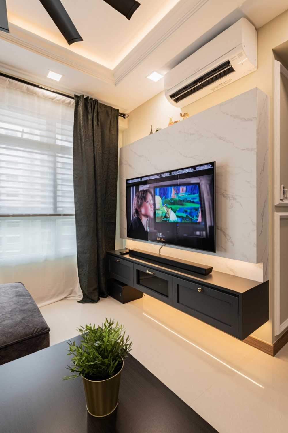 Modern Living Room with TV Console and Feature Wall