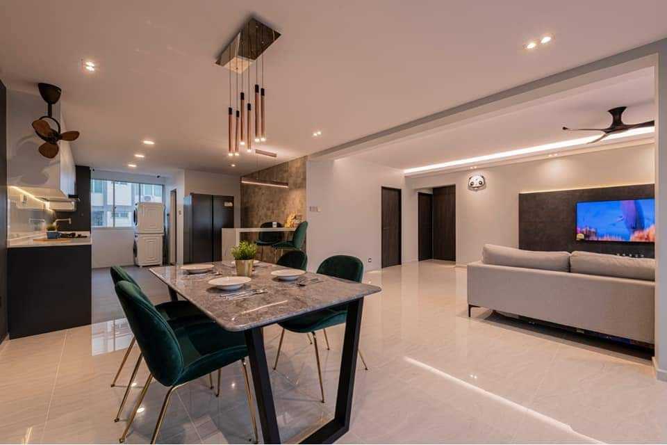 Contemporary Dining Room with Cove Lighting and Dining Table