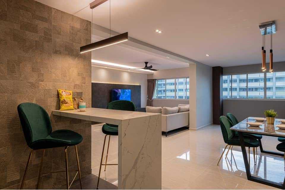 Contemporary Kitchen with Countertop and Homogeneous Tiles
