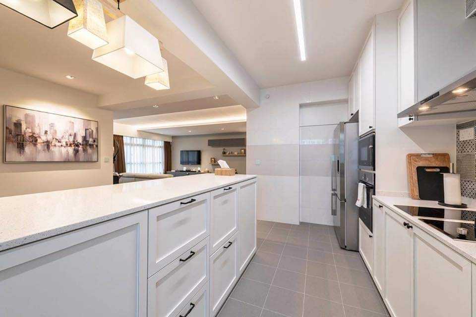 Modern Kitchen with Countertop and Vinyl Flooring