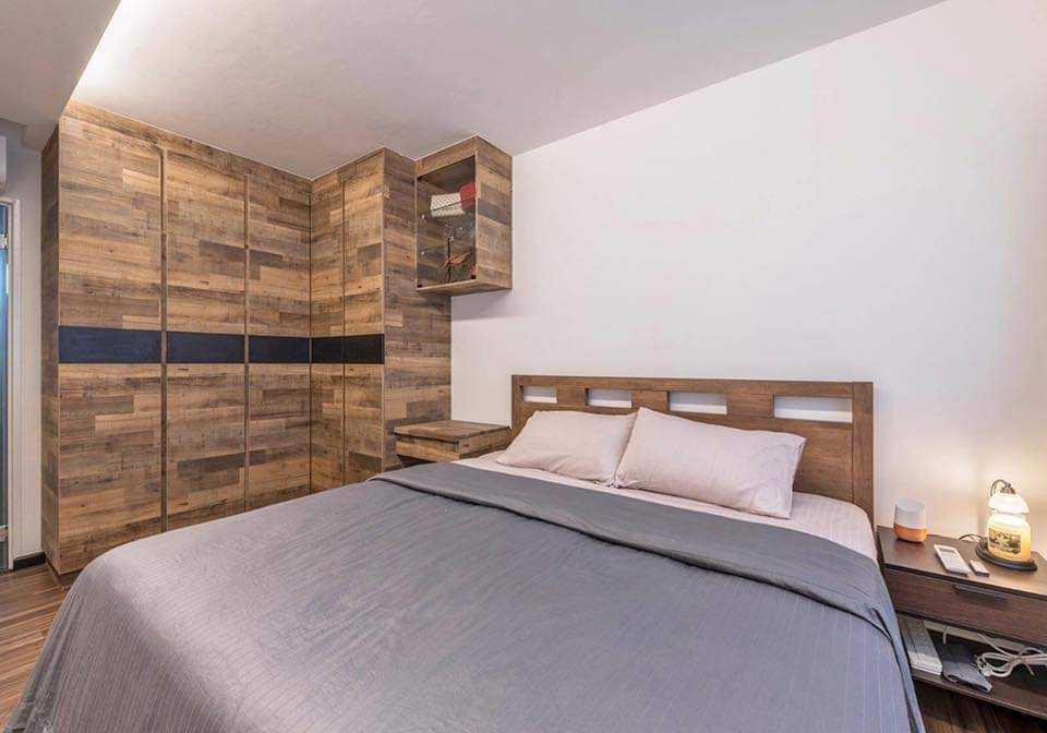 Modern Bedroom with Vinyl Flooring and Wardrobe