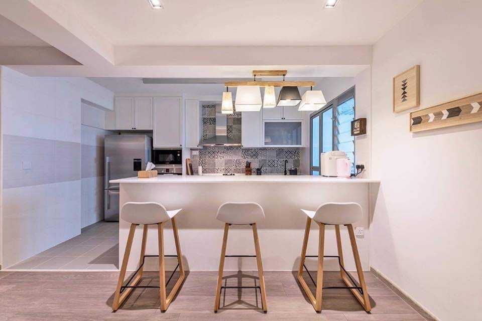 Modern Kitchen with Countertop and Vinyl Flooring