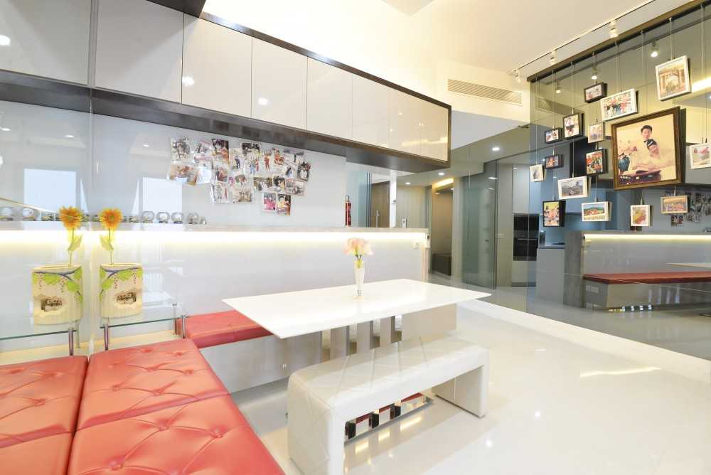 Modern Living Room with Homogeneous Tiles and Sofa