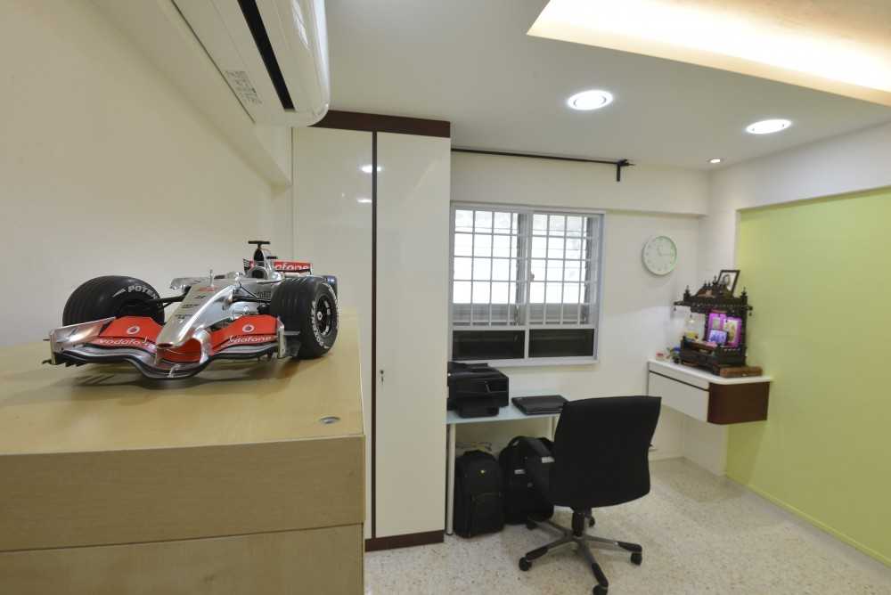Contemporary Study with Storage Cabinets and Display Cabinets