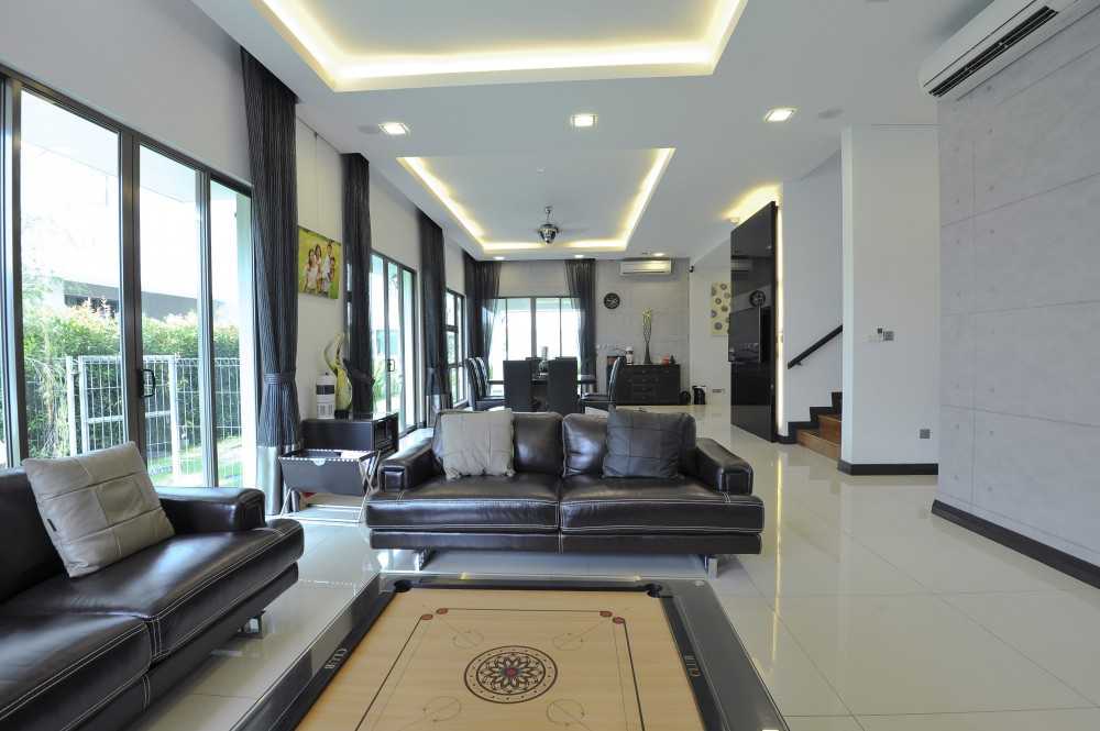Modern Living Room with TV Console and Dining Table
