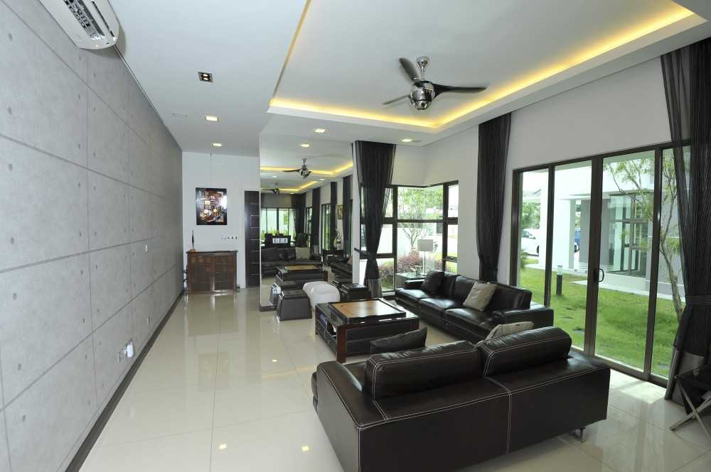 Modern Living Room with Feature Wall and Drop Ceiling