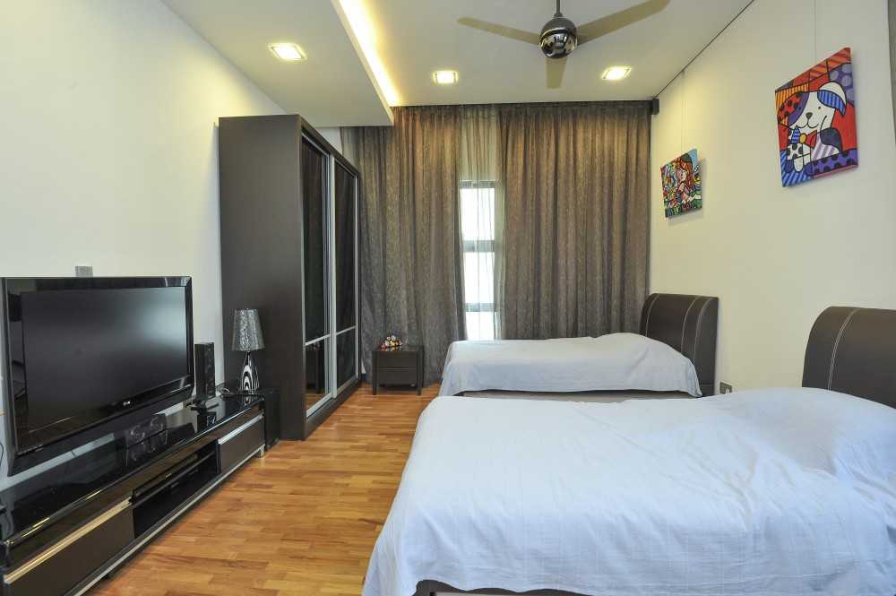 Modern Kids Room with Vinyl Flooring and TV Console