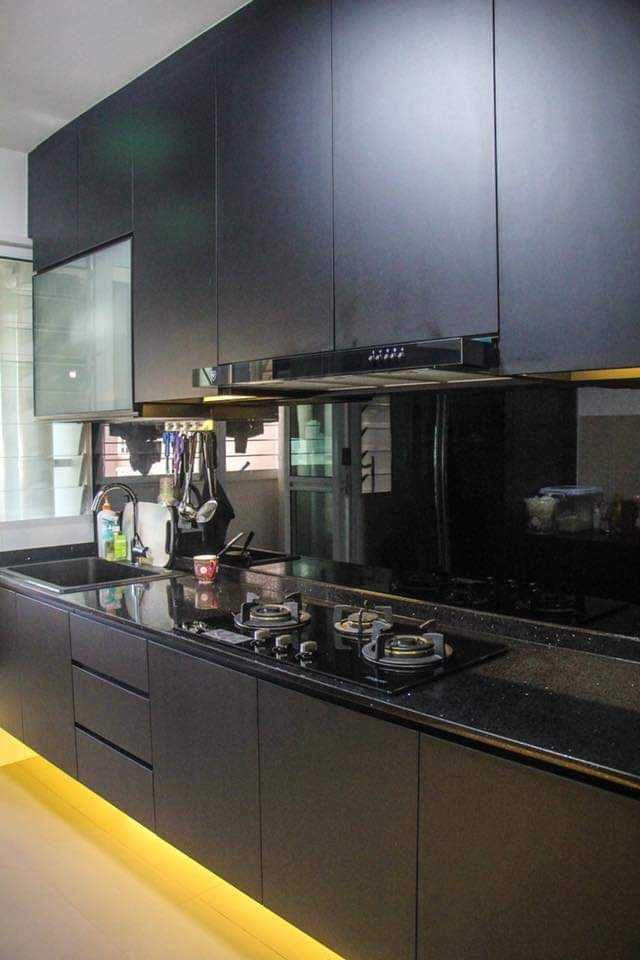 Industrial Kitchen with Countertop and Homogeneous Tiles