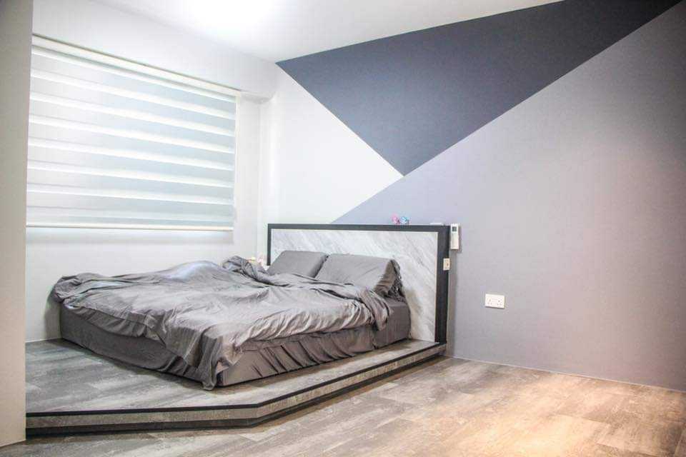 Industrial Bedroom with Platform Bed and Queen Bed