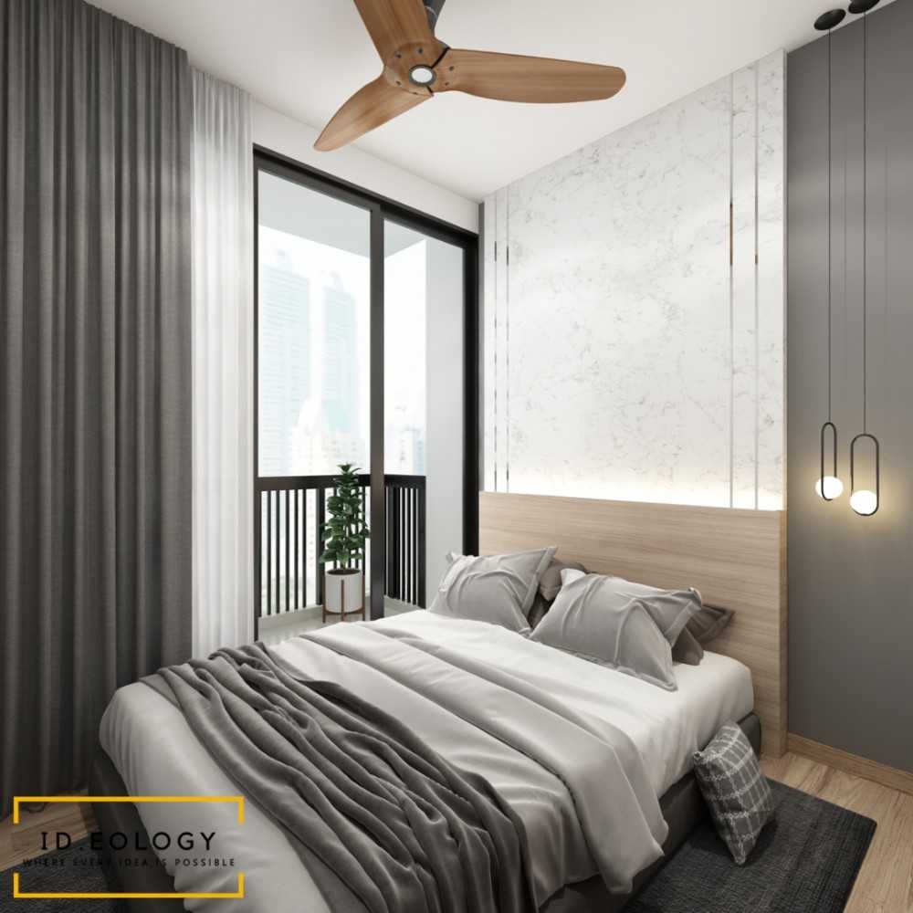 Contemporary Bedroom with Drop Ceiling and Built-in Bed