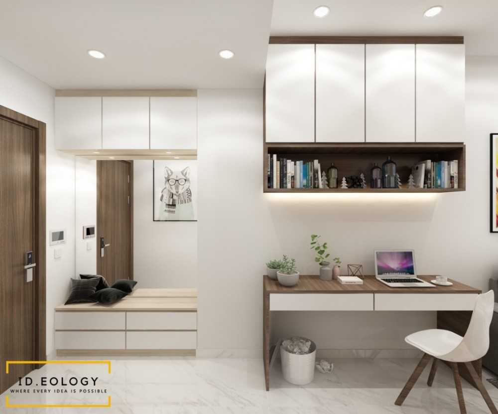 Contemporary Foyer with Artwork and Console Table