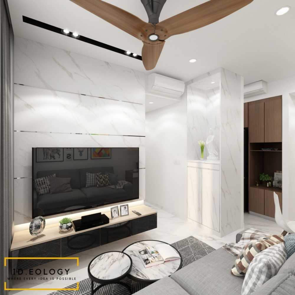 Contemporary Living Room with Carpet and Side Table