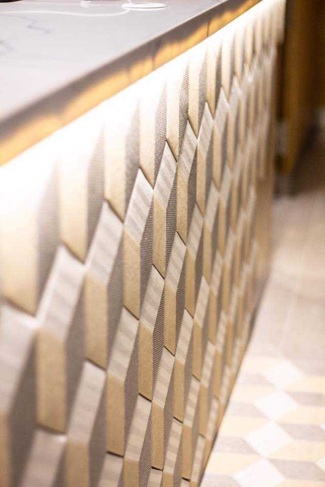 Scandinavian Restaurant with Bar Counter and Tiles