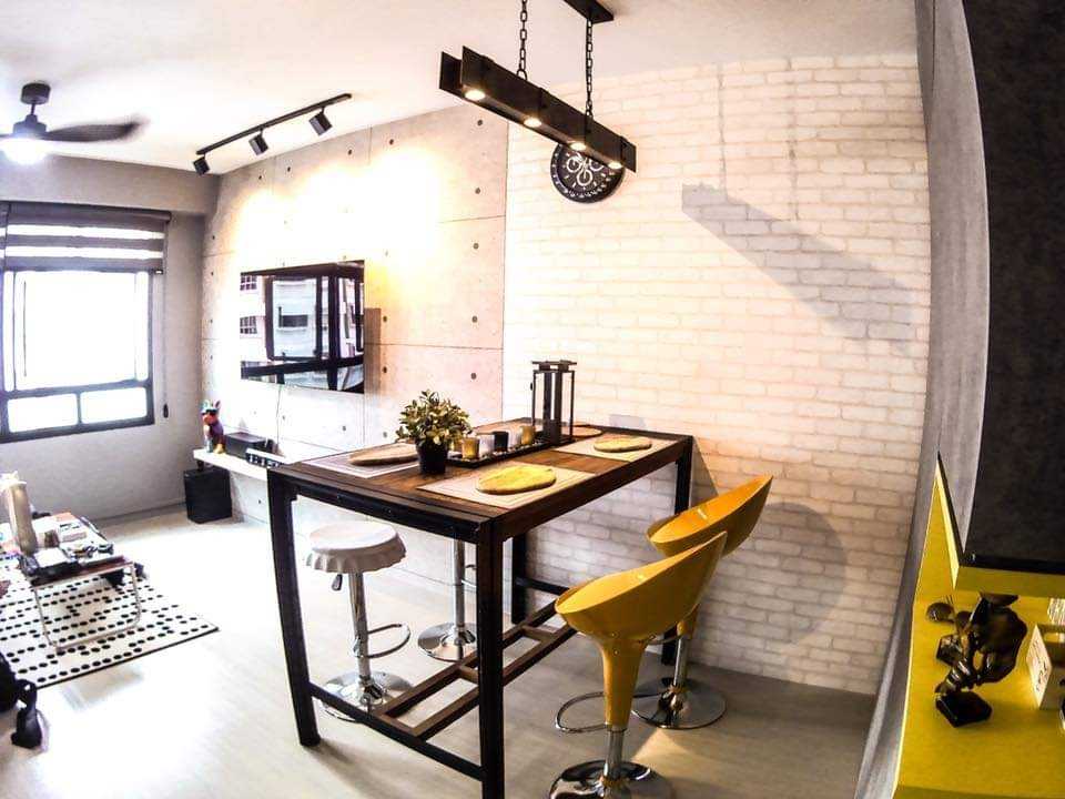 Industrial Living Room with Vinyl Flooring and TV Console