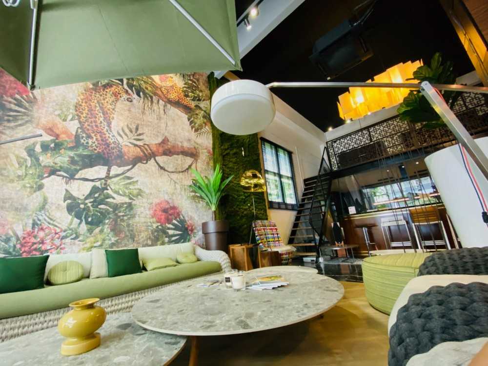 Eclectic Mezzanine with Loft and Bedside Table