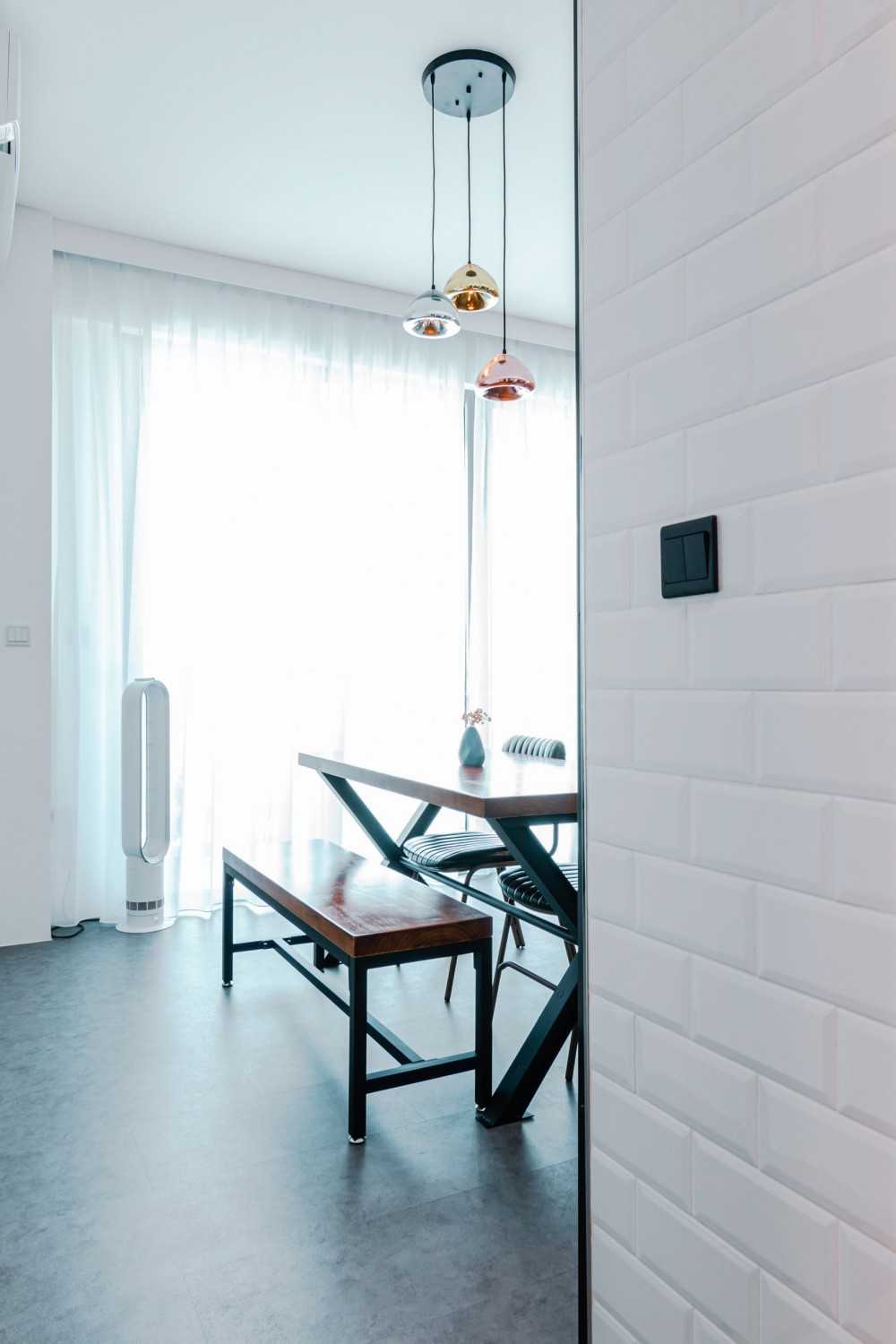 Industrial Dining Room with Dining Table and Seating Bench