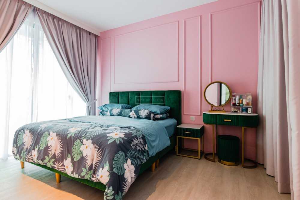 Industrial Bedroom with Wardrobe and Curtain