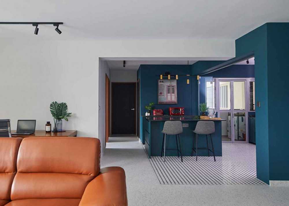 Vintage Kitchen with Feature Wall and Kitchen Island