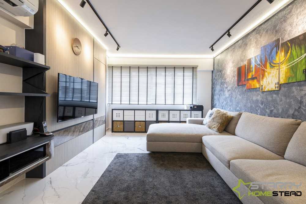 Modern Living Room with TV Console and Display Cabinets