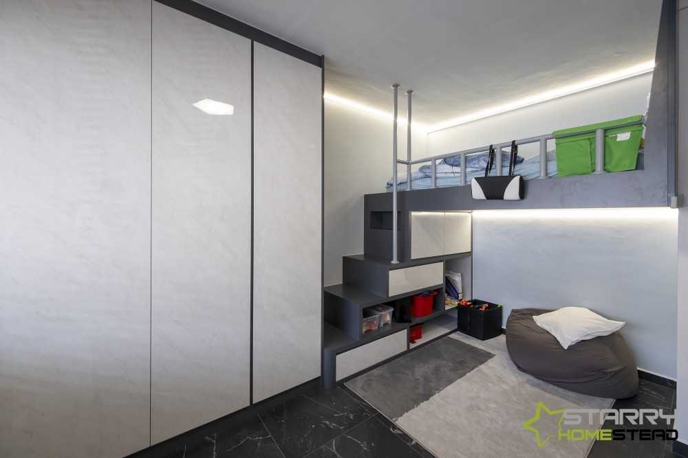 Modern Kids Room with Single Bed and Bed