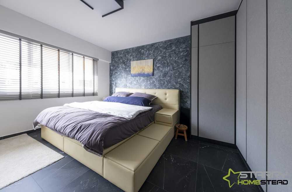 Modern Bedroom with Platform Bed and Built-in Bed