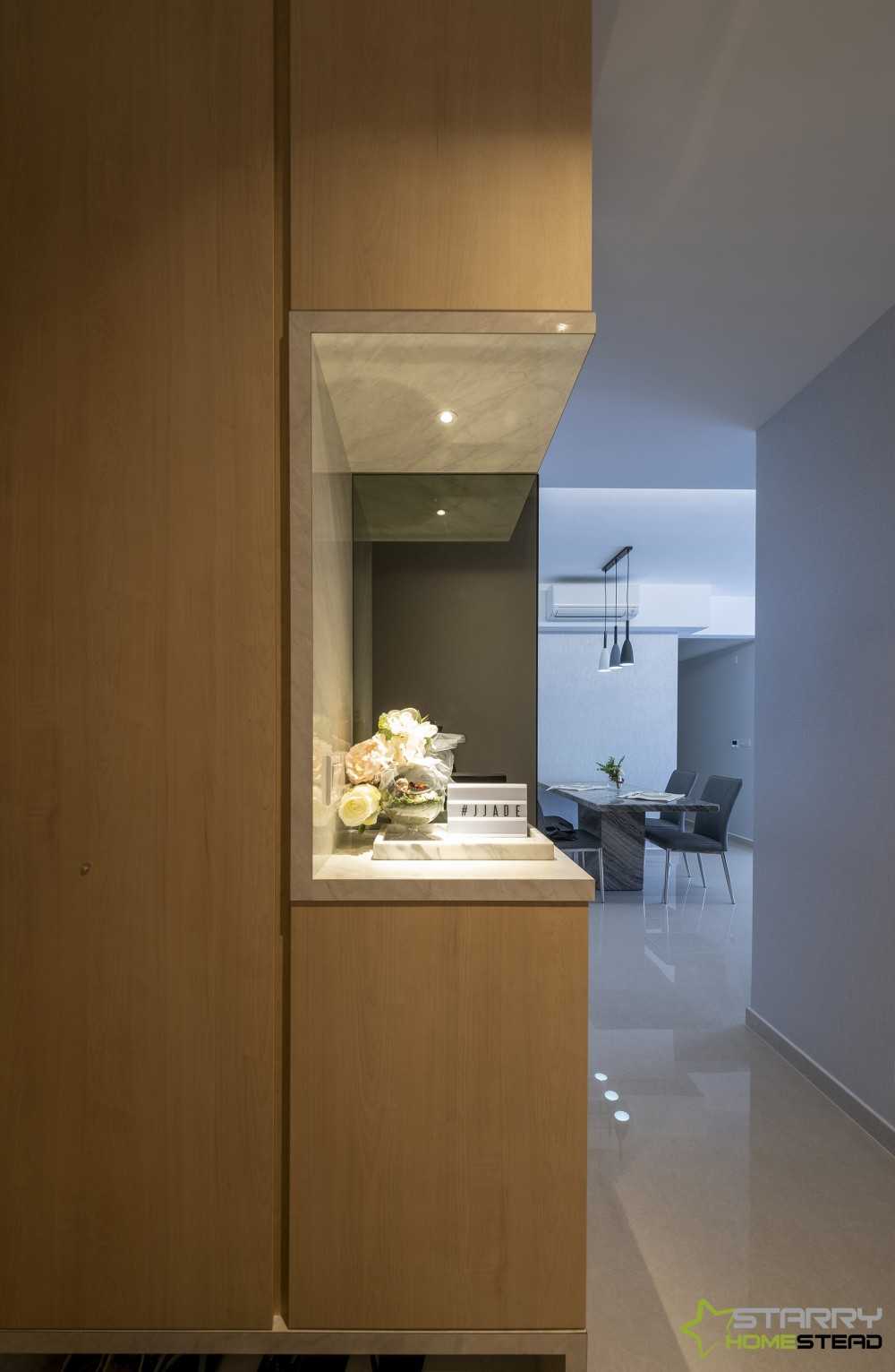 Scandinavian Entryway with Mirror and Shoe Cabinets