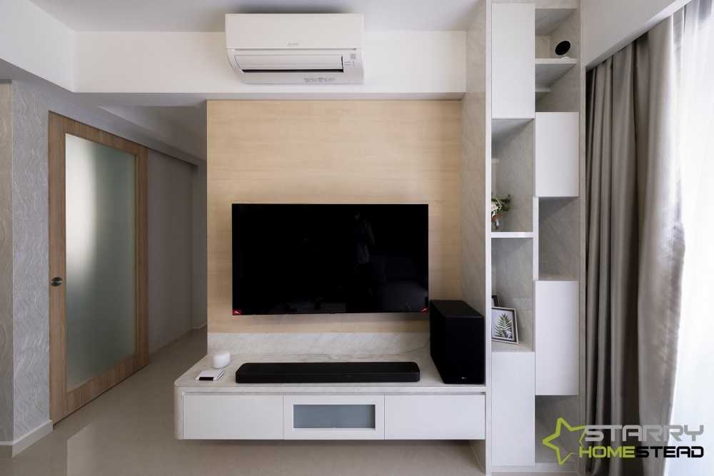 Scandinavian Living Room with TV Console and TV
