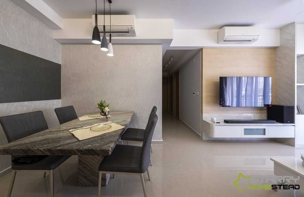 Scandinavian Dining Room with Cove Lighting and Dining Table