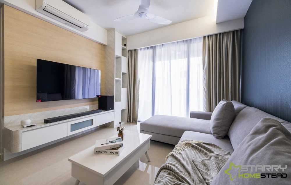 Scandinavian Living Room with TV Console and Sofa