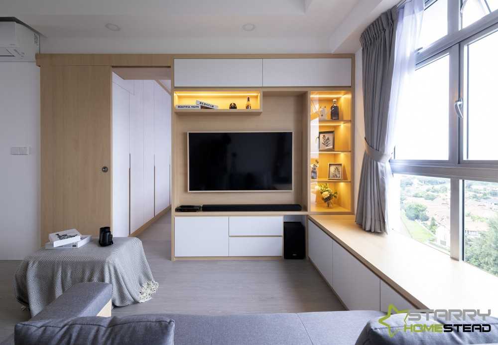 Scandinavian Living Room with TV Console and TV