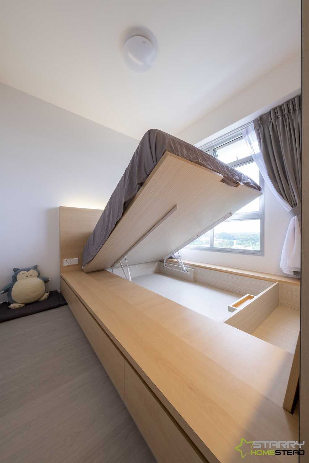 Scandinavian Bedroom with Platform Bed and Queen Bed