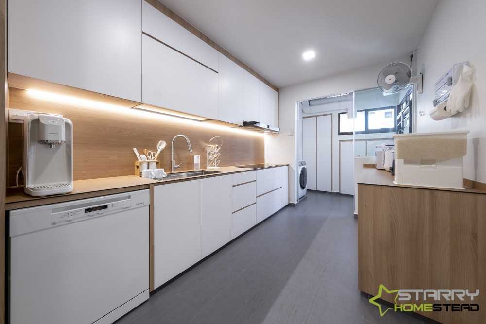 Scandinavian Kitchen with Kitchen Tap and Flooring