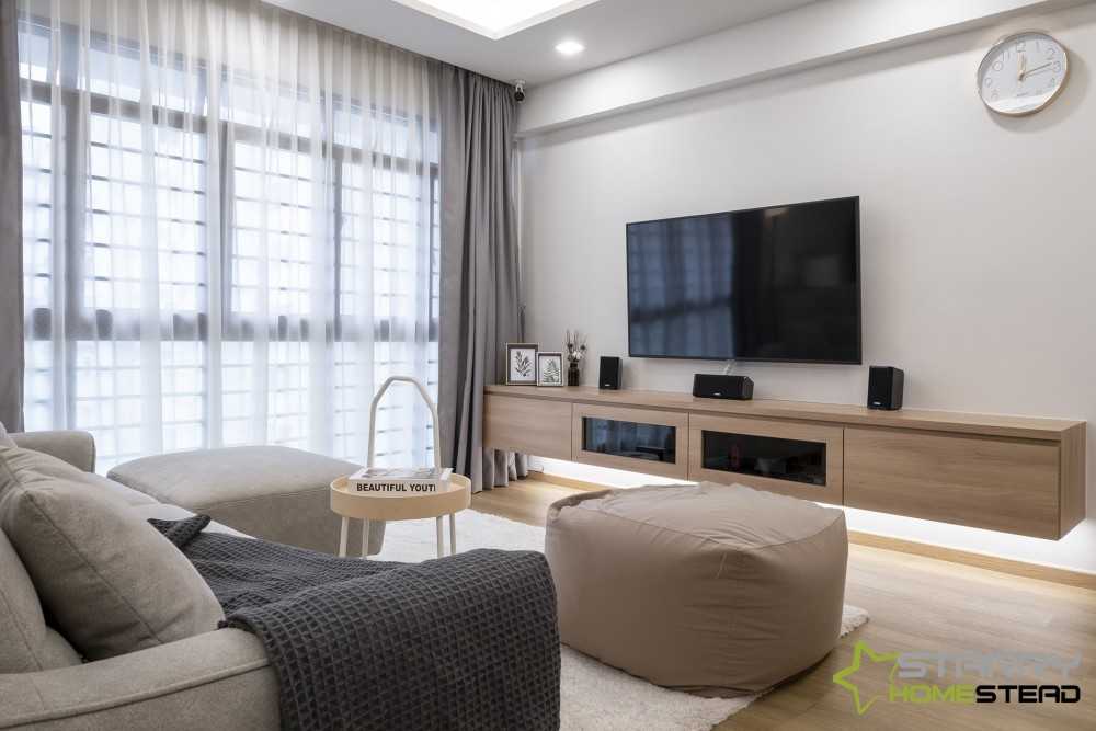 Scandinavian Living Room with Sofa and TV