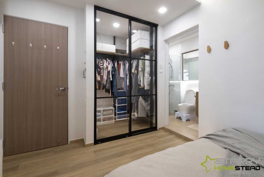 Scandinavian Bedroom with Wardrobe and Bed