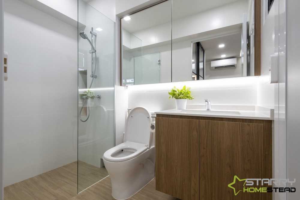 Scandinavian Bathroom with Mirror and Bathroom Mirrors