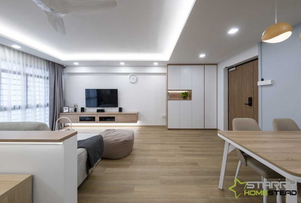 Scandinavian Living Room with TV and Display Cabinets