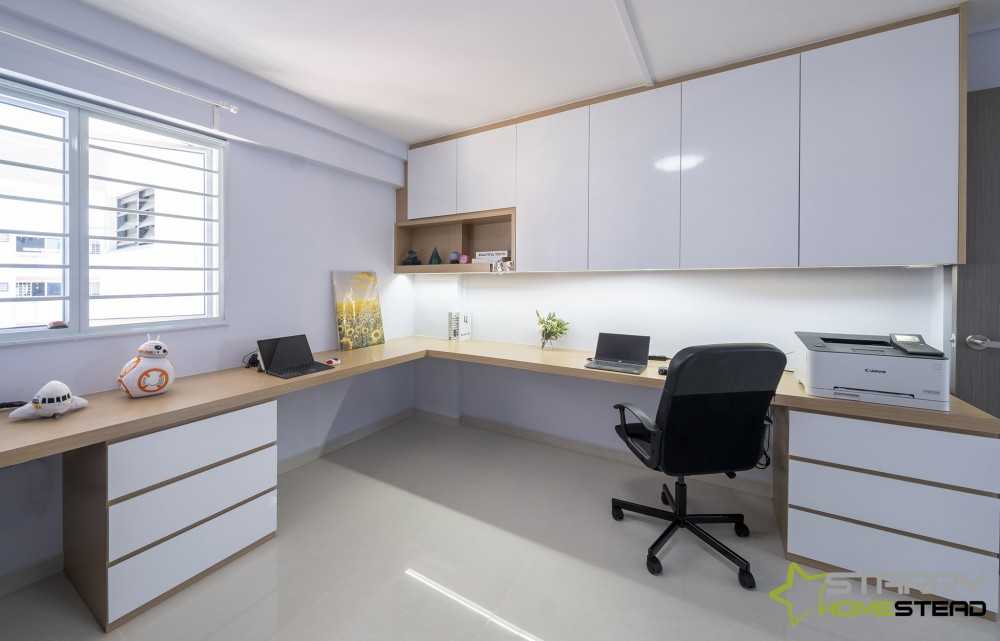 Scandinavian Study with Computer and Lighting