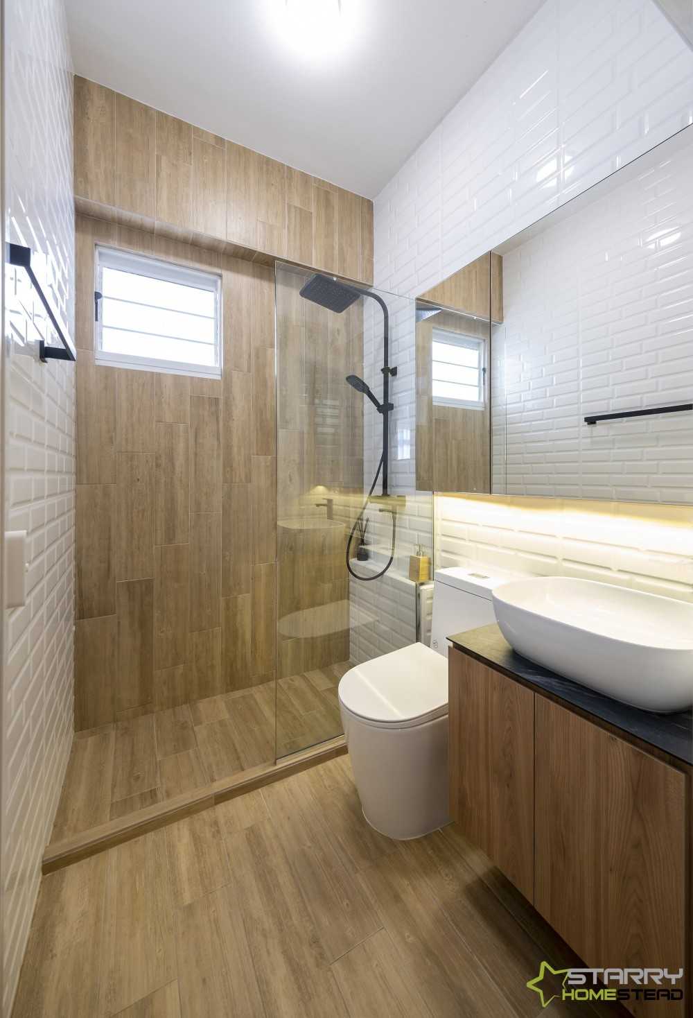 Scandinavian Bathroom with Mirror and Bathroom Mirrors