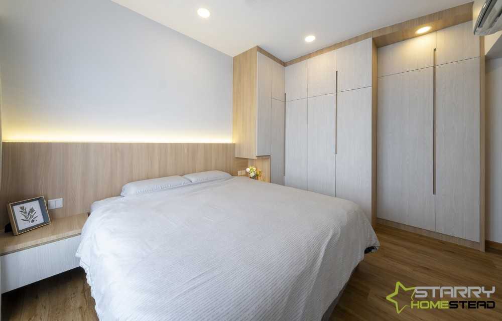 Scandinavian Bedroom with Wardrobe and Bed
